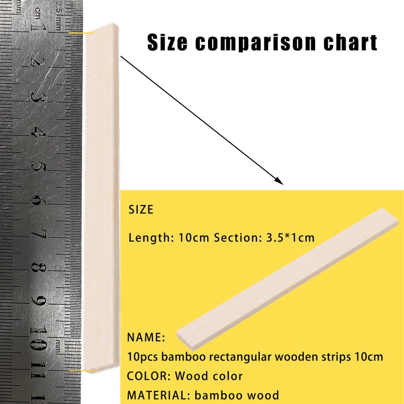 Bstinay 10 Pieces Bamboo Wood Strips 100mm/3.93" Wooden Craft Sticks for DIY Crafts - Image 4
